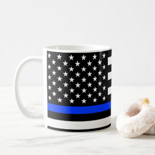 Mug Drapeau de police de la ligne bleue mince