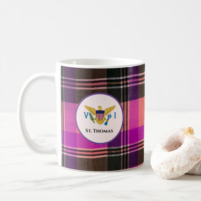 Mug Drapeau des îles Vierges américaines St Thomas Mad (Avec donut)
