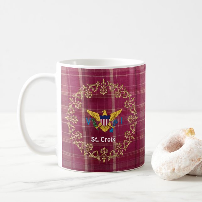 Mug Drapeau des îles Vierges Saint-Croix-Madras Plaid (Avec donut)