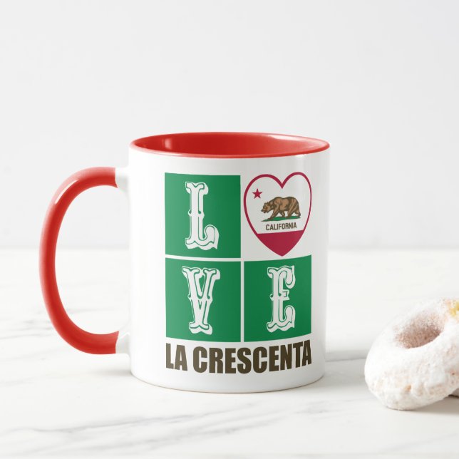 Mug Drapeau d'État de Californie Coeur La Crescenta (Avec donut)