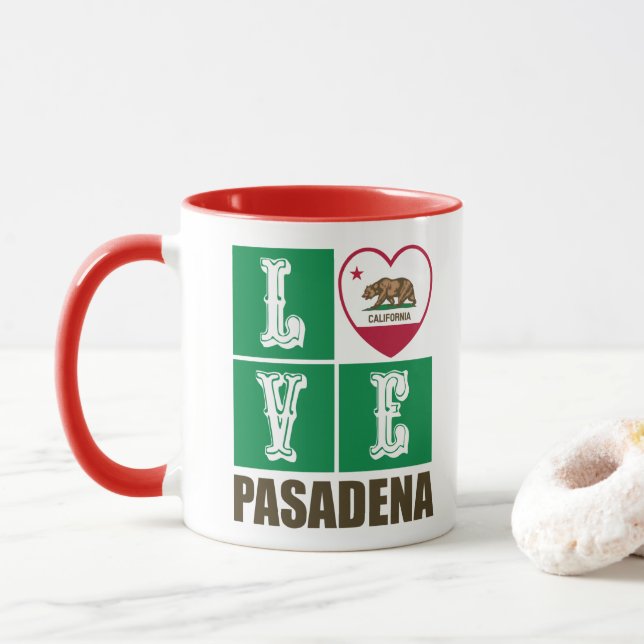 Mug Drapeau d'État de Californie Coeur Pasadena (Avec donut)