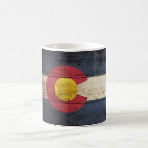 Mug Drapeau d'état du Colorado sur le vieux grain en