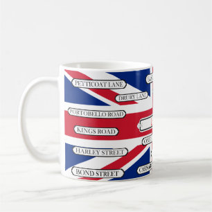 Mug Drapeau du Royaume-Uni et noms de rues célèbres de