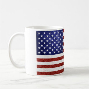 Mug Drapeau Faux Rouge Blanc Bleu Cuir USA