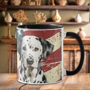 Mug Drapeau Grunge USA Chien dalmate