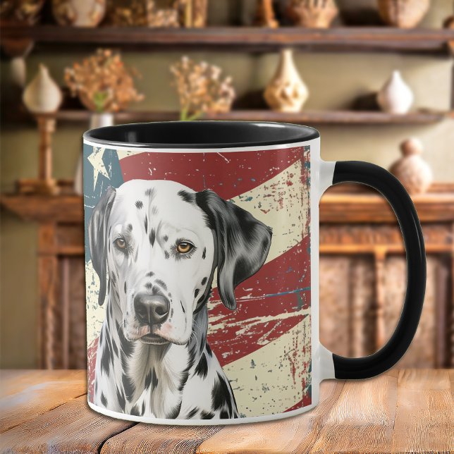 Mug Drapeau Grunge USA Chien dalmate (Créateur téléchargé)