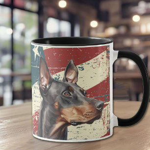 Mug Drapeau Grunge USA Doberman Pinscher Chien