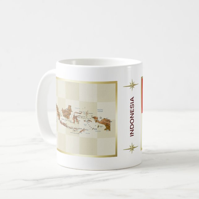 Mug Drapeau indonésien + Musique cartographique (Devant gauche)