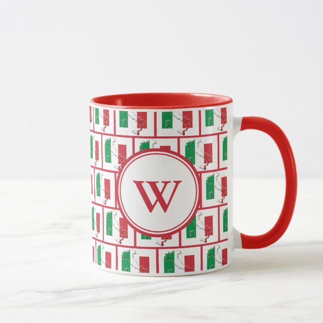 Mug DRAPEAU ITALIEN | Monogramme rouge (Droite)