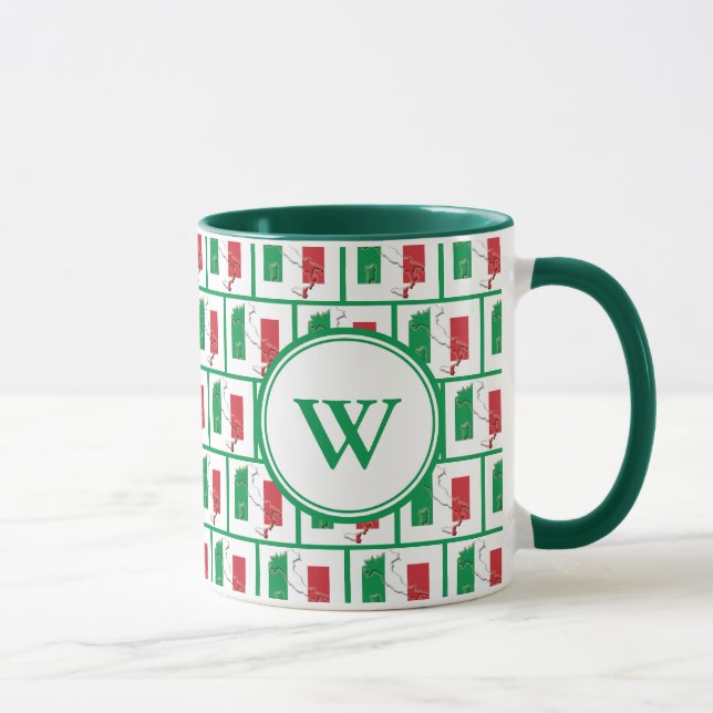 Mug DRAPEAU ITALIEN | Monogramme vert (Droite)