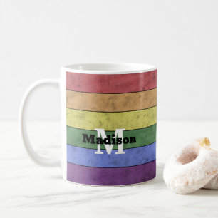 Mug Drapeau LGBT vintage de fierté, monogramme arc-en-