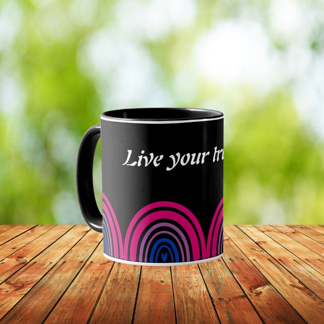 Mug Drapeau LGBTQ Bisexuel Arc en ciel : Vivez votre v (Créateur téléchargé)