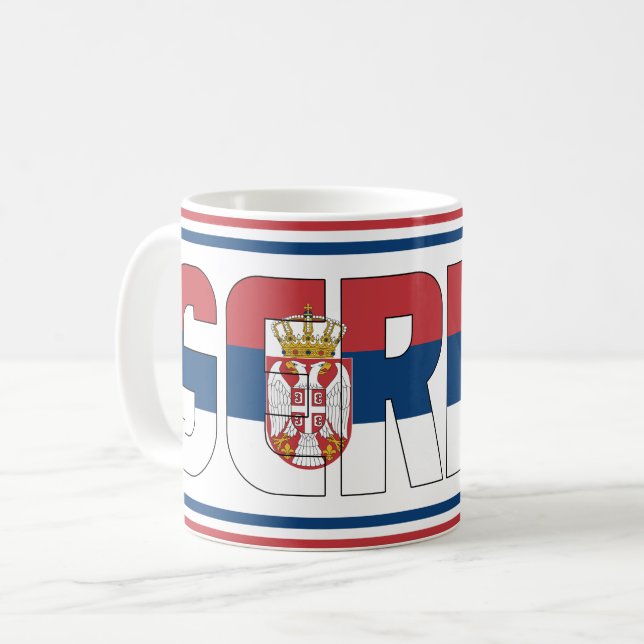 Mug Drapeau national de Serbie patriotique (Devant gauche)