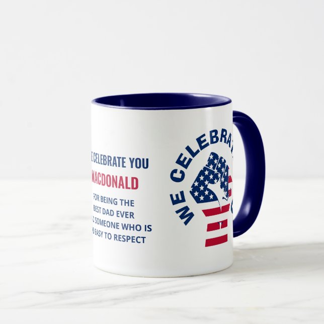 Mug Drapeau patriotique américain CÉLÉBRER PÈRE (Devant droit)