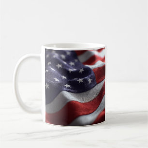 Mug drapeau patriotique brandissant un drapeau américa