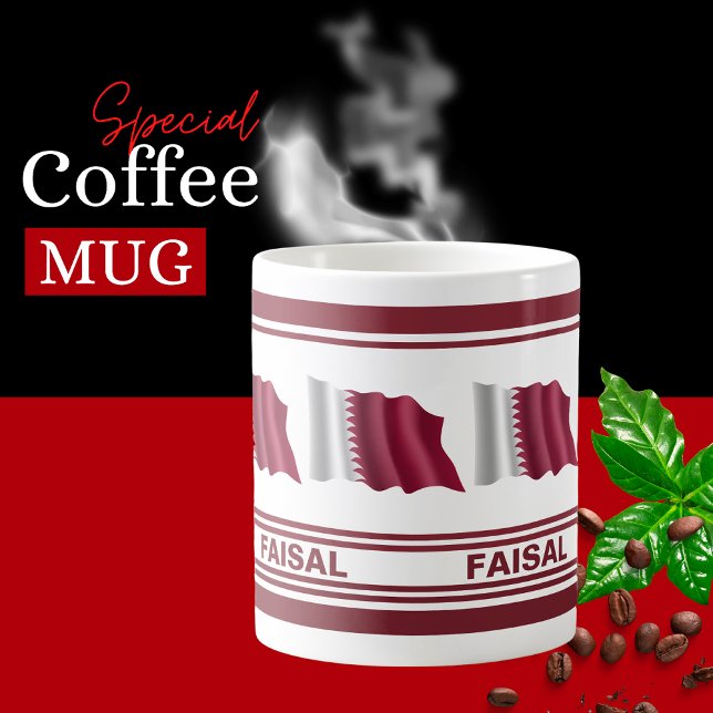 Mug Drapeau patriotique du Qatar personnalisé (Créateur téléchargé)