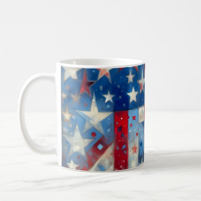 Mug Drapeau Patriotique rouge blanc et bleu Abstrait a (Gauche)