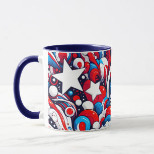 Mug Drapeau Patriotique rouge blanc et bleu Abstrait a