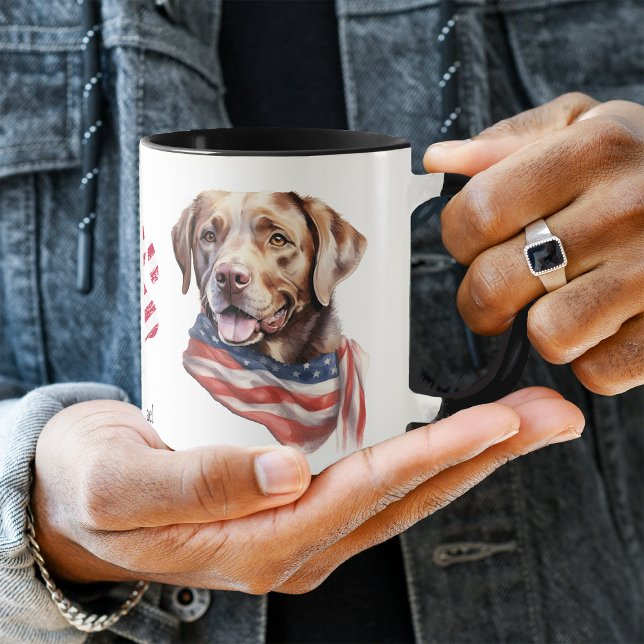 Mug Drapeau Patriotique USA Chocolat Labrador Retrieve (Créateur téléchargé)
