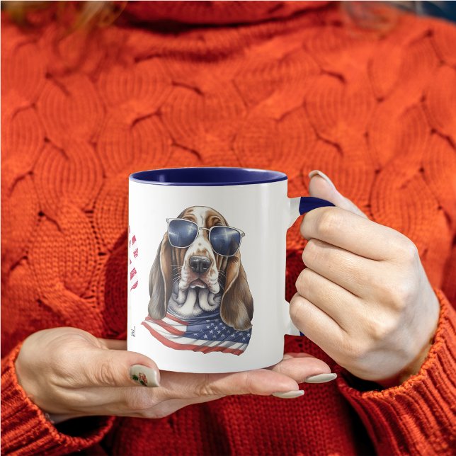 Mug Drapeau Patriotique USA Drapeau Hound Chien (Créateur téléchargé)