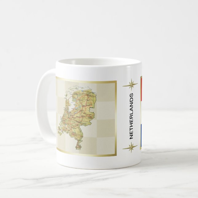 Mug Drapeau Pays-Bas + Mappage (Devant gauche)