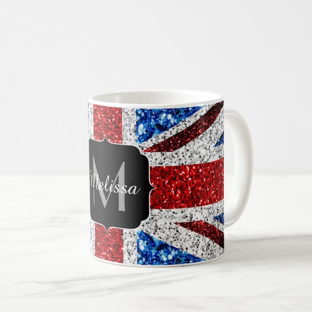 Mug Drapeau rouge bleu blanc brillant parties scintill (Devant droit)