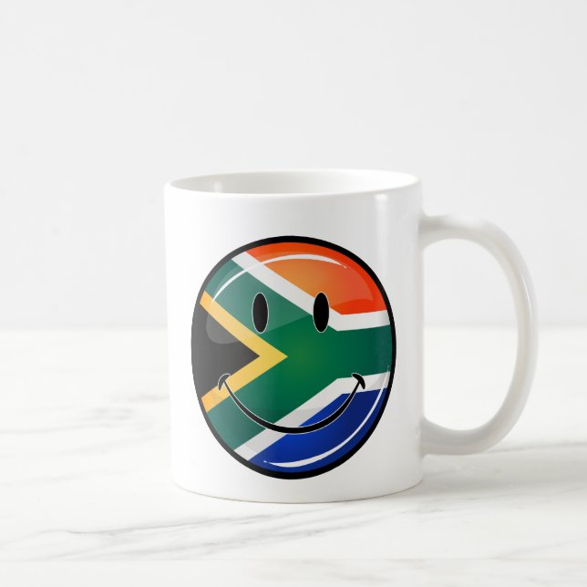 Mug Drapeau sud-africain heureux rond brillant (Droite)