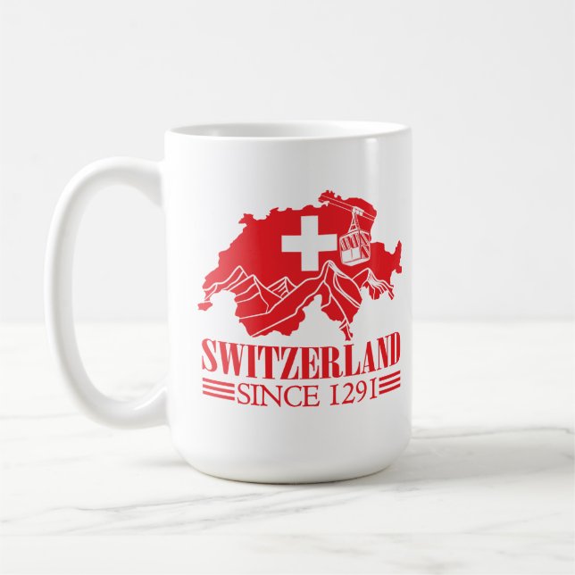 Mug Drapeau Suisse depuis 1291 Montagnes (Gauche)
