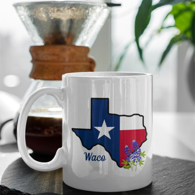 Mug Drapeau Texas avec Fleur d'État Bluebonnet personn (Créateur téléchargé)