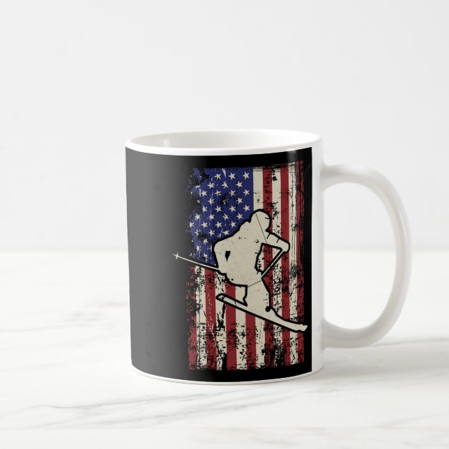 Mug Drapeau Usa Ski &amp; Skiier à manches longues (Droite)