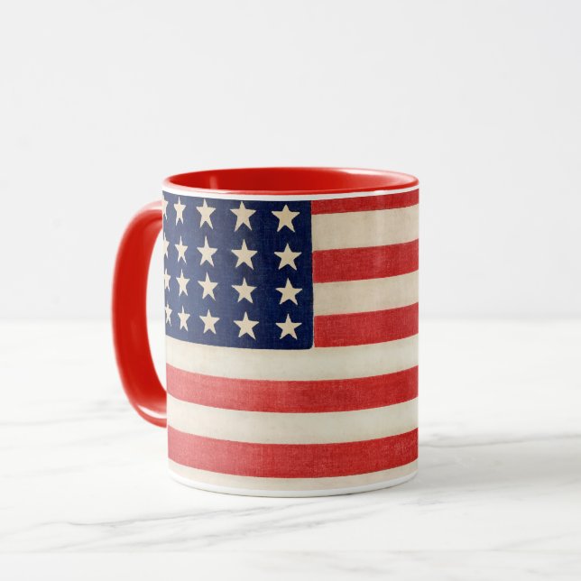 Mug Drapeau vintage patriotique américain, le 4 juille (Devant gauche)