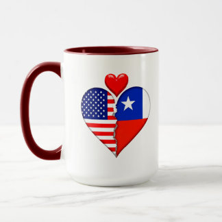Mug Drapeaux cœur USA Chili Patrimoine hispanique espa