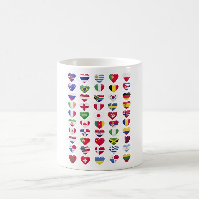 Mug Drapeaux de la forme cardiaque des pays (Centre)