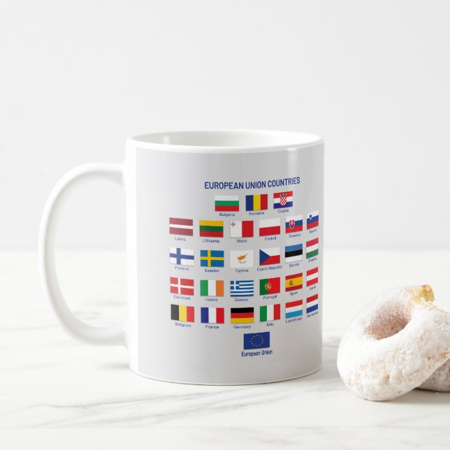 Mug Drapeaux de l'Union européenne Pays de l'UE Café M (Avec donut)