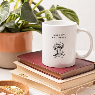 Mug Dreamy Art Vibes – Hand-Drawn Mushroom Aesthetic 