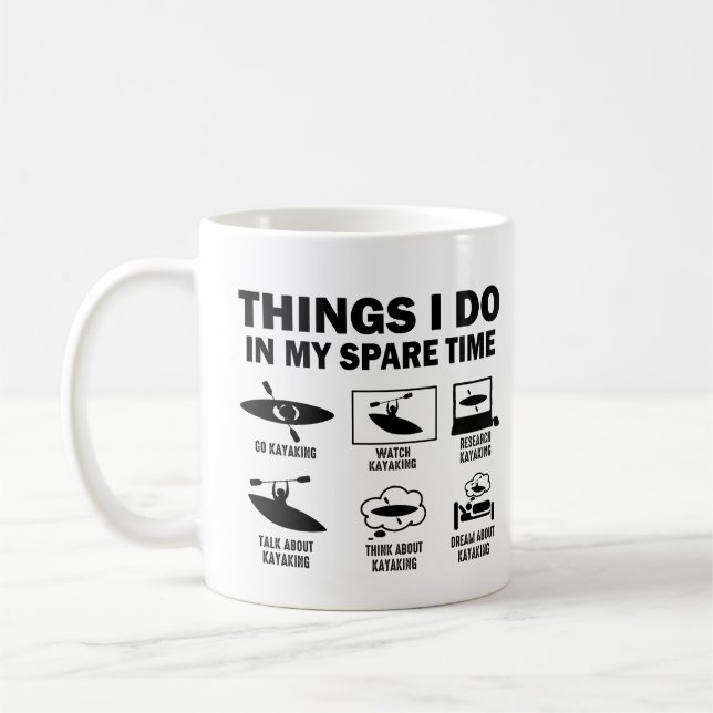 Mug Drôle 6 choses que je fais dans mon temps libre Ka (Gauche)