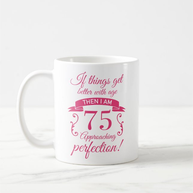 Mug Drôle 75e anniversaire 'Perfection' (Gauche)