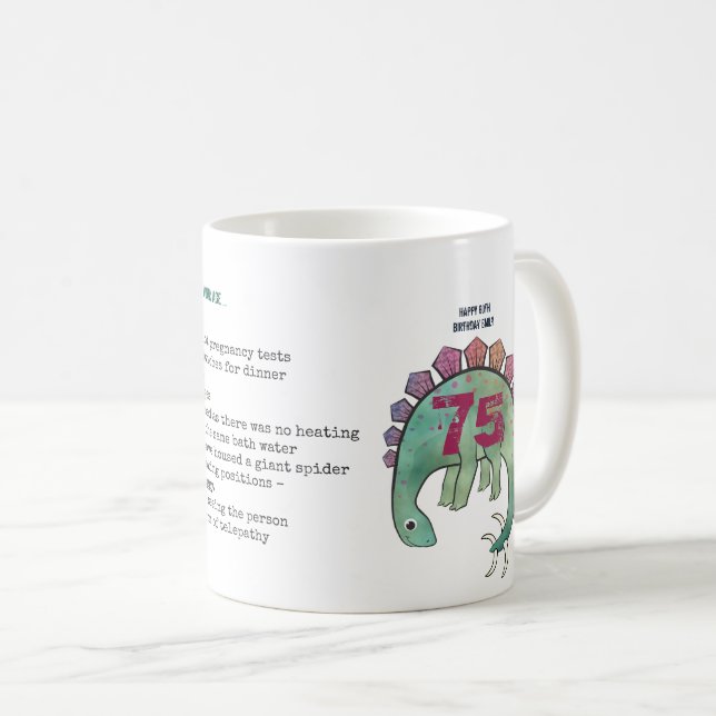 Mug Drôle 75ème Personnalisé 'Quand j'étais ton âge' D (Devant droit)