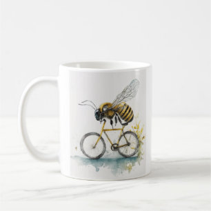 Mug Drôle abeille à vélo en train de dessiner l'aquare
