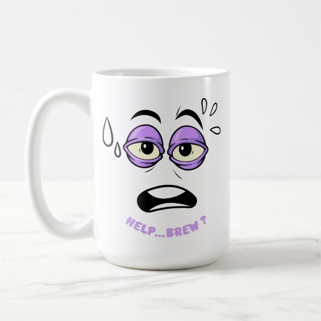 Mug Drôle Aide Brûler Sleepy Face Cartoon (Gauche)
