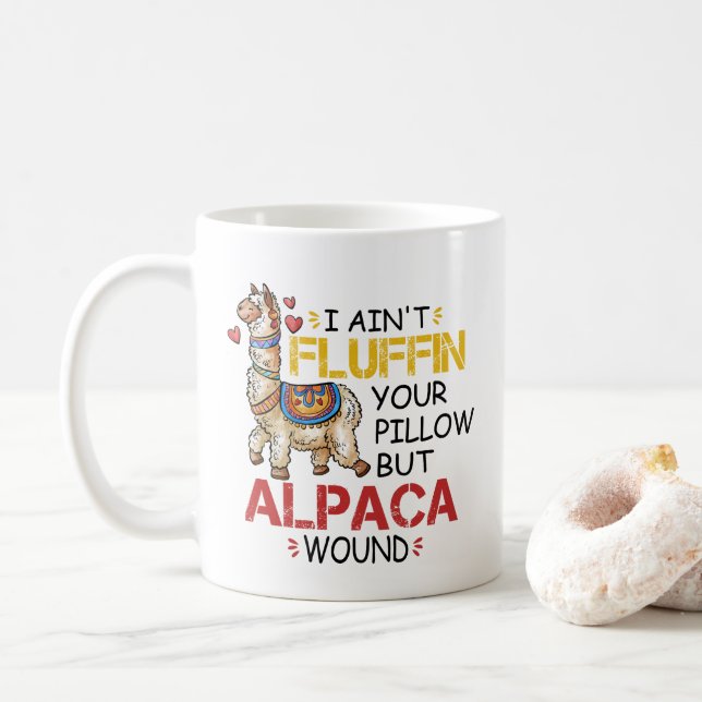 Mug Drôle Alpaca Wound Llama Infirmière Praticien Cade (Avec donut)
