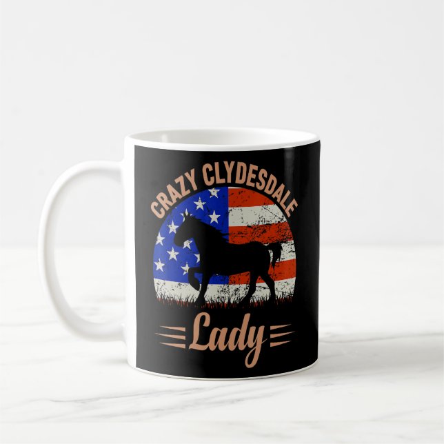 Mug Drôle américain Drapeau Clydesdale Lady Us Equestr (Gauche)