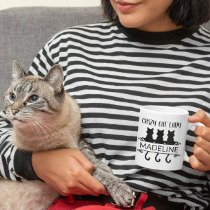 Mug Drôle Amoureux des chats Crazy Cat Nom de la dame