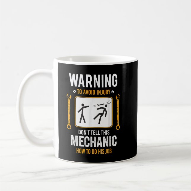 Mug Drôle Auto Mechanic cadeau pour les hommes Avertis (Gauche)