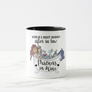Mug Drôle BADASS Soeur En Droit Partenaires Dans Le Vi