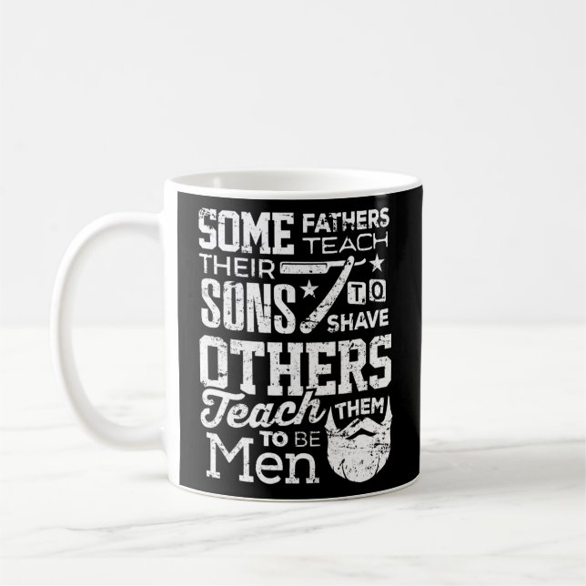 Mug Drôle Barbe papa père apprendre à son fils à raser (Gauche)