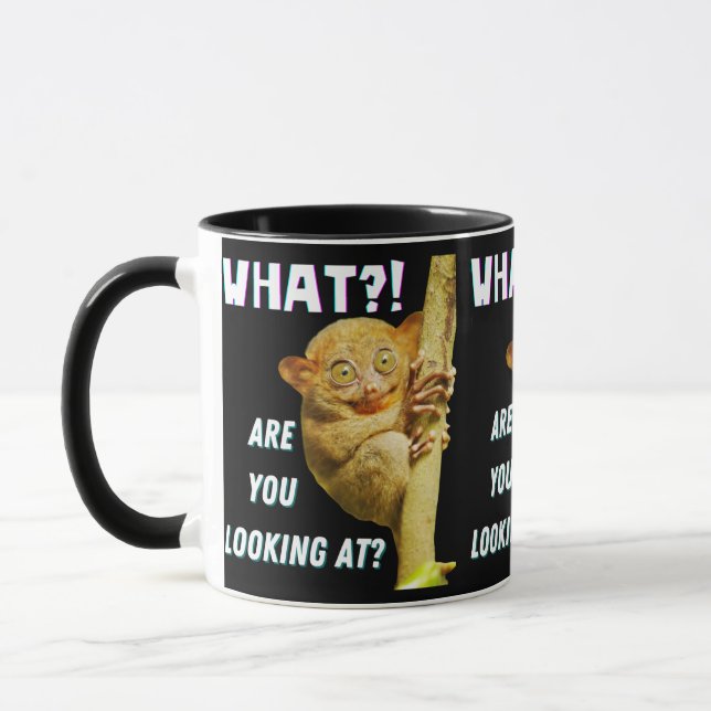 Mug Drôle Big Eyed Tarsier Ce que vous regardez (Gauche)
