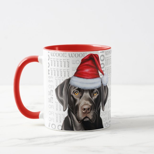 Mug Drôle Black Labrador Retriever Chien de Noël (Gauche)