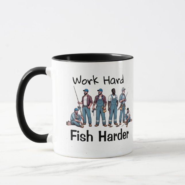 Mug DRÔLE Bleu/Blanc ''PÊCHEZ PLUS'' (Gauche)