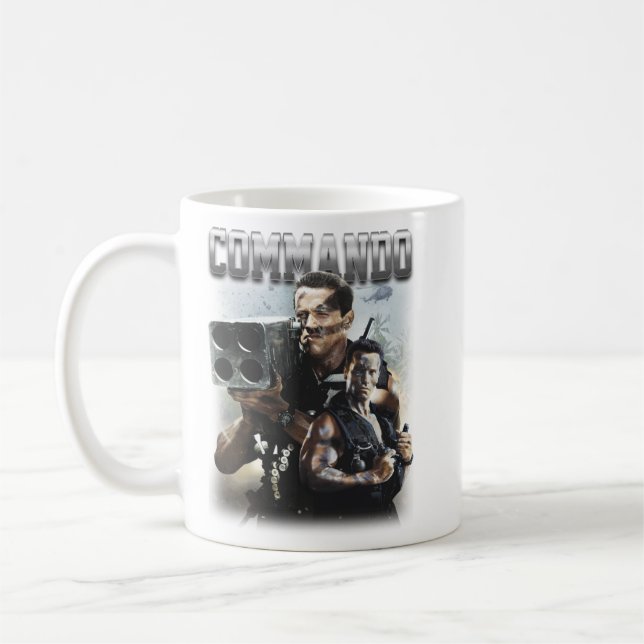 Mug Drôle cadeau Commando Bootleg Tee Arnold Schwarzen (Gauche)